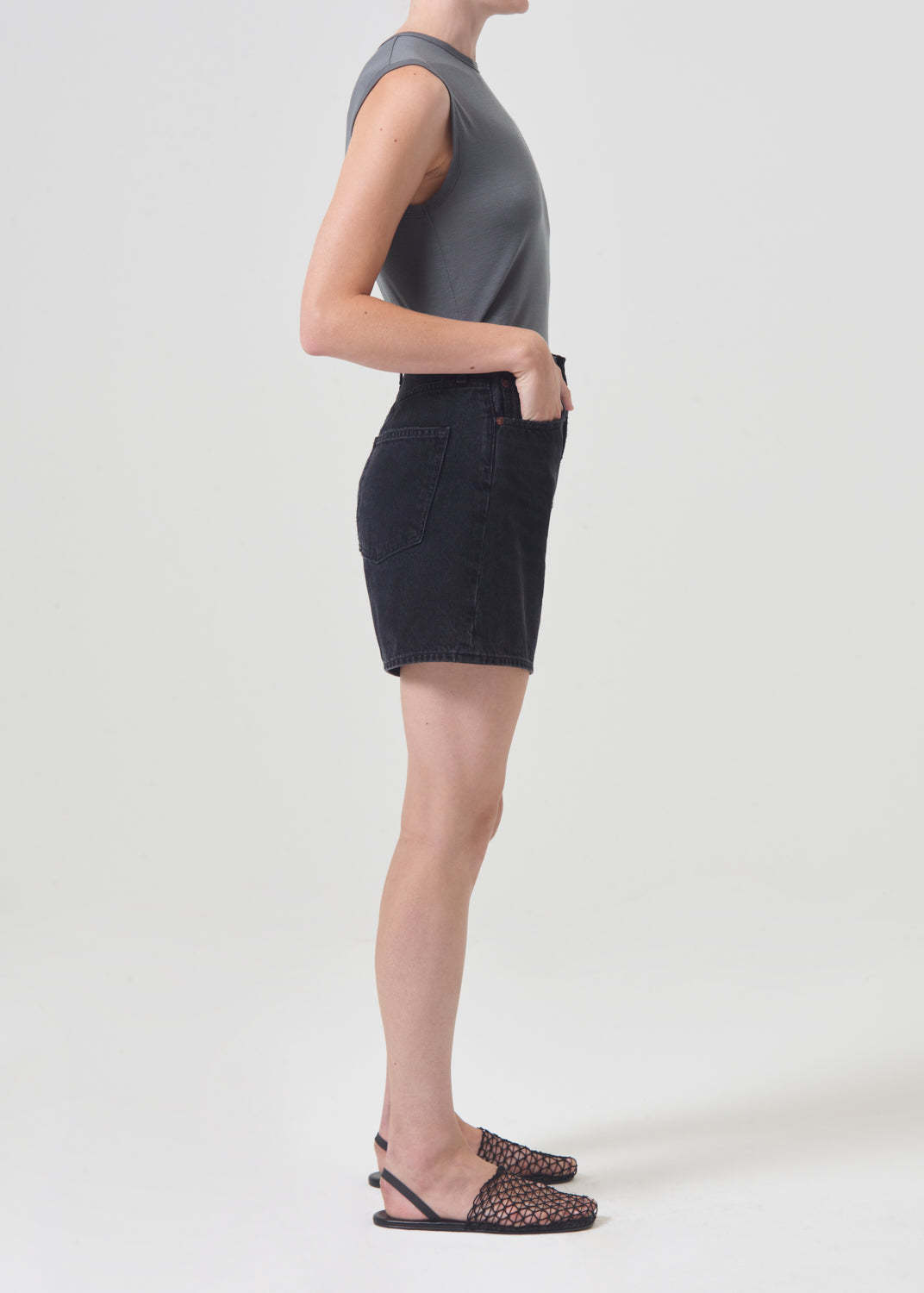 AGOLDE MULTI-POCKET DENIM SHORTS