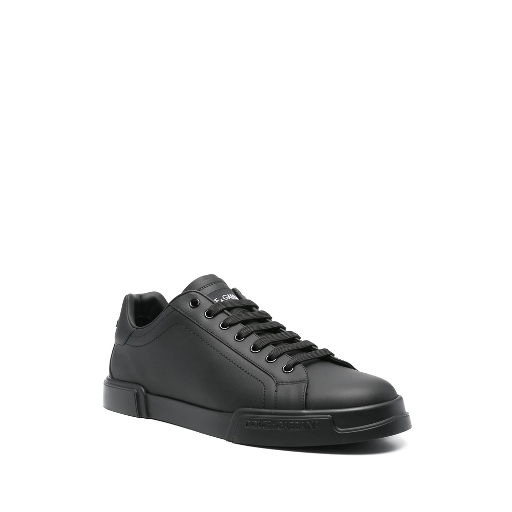 Dolce & Gabbana Portofino Light Black Sneakers With Logo Patch On The Tongue And Tonal Logo Lettering On The Heel In In Black