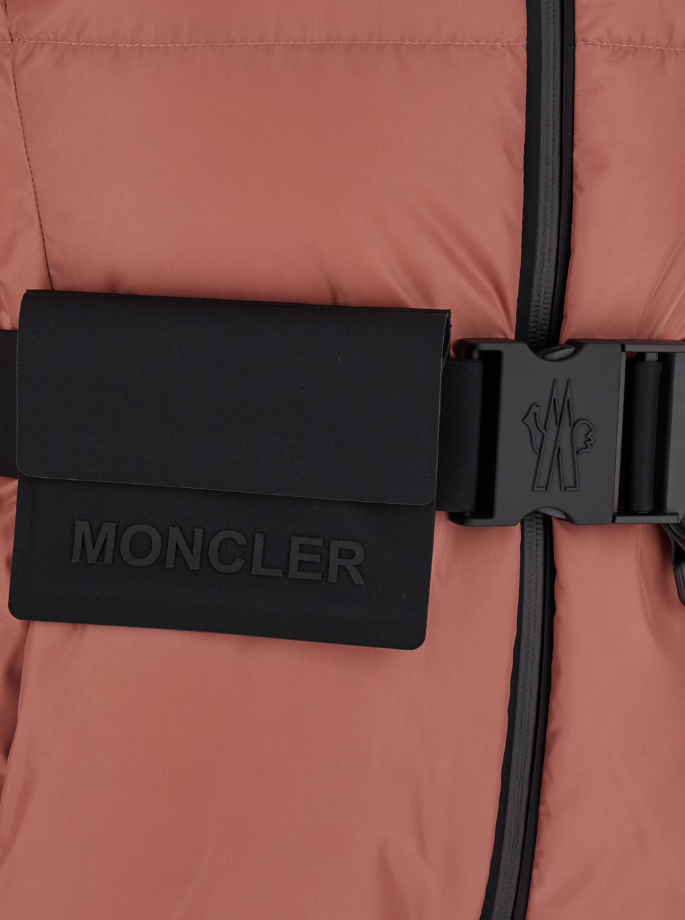 Moncler Bouquetin Belted Nylon Down Jacket In Brown