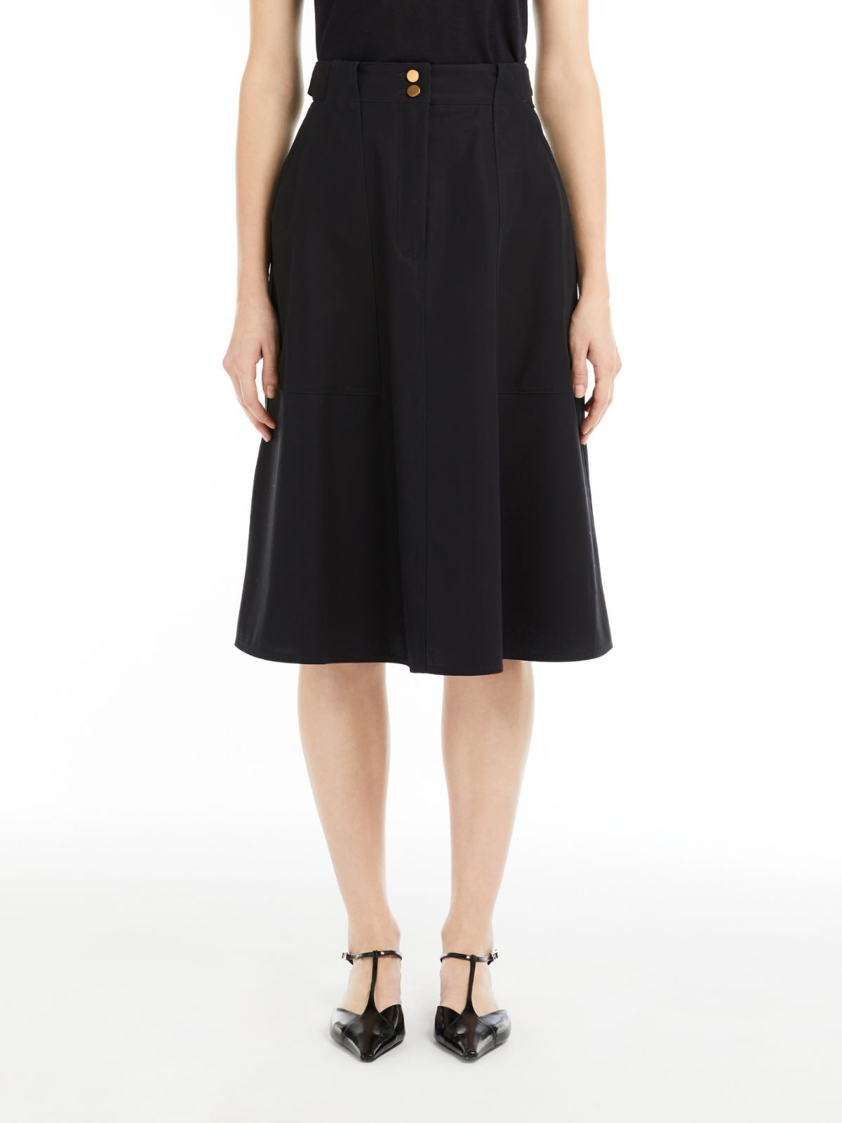 Max Mara Flared High-waisted A-line Skirt Button Belt In Ultramarine