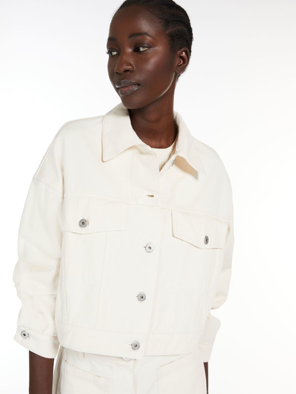 Weekend Max Mara Coarse Cotton Short Jacket In White