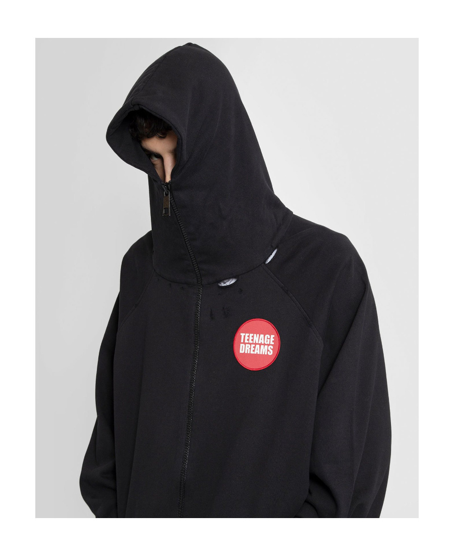 Raf Simons Teenage Dreams Zipped Hoodie In Black