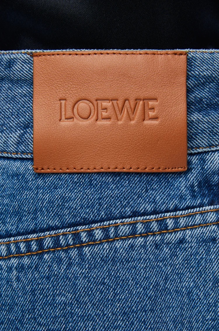 Loewe Anagram-embroidered Wide-leg Denim Shorts