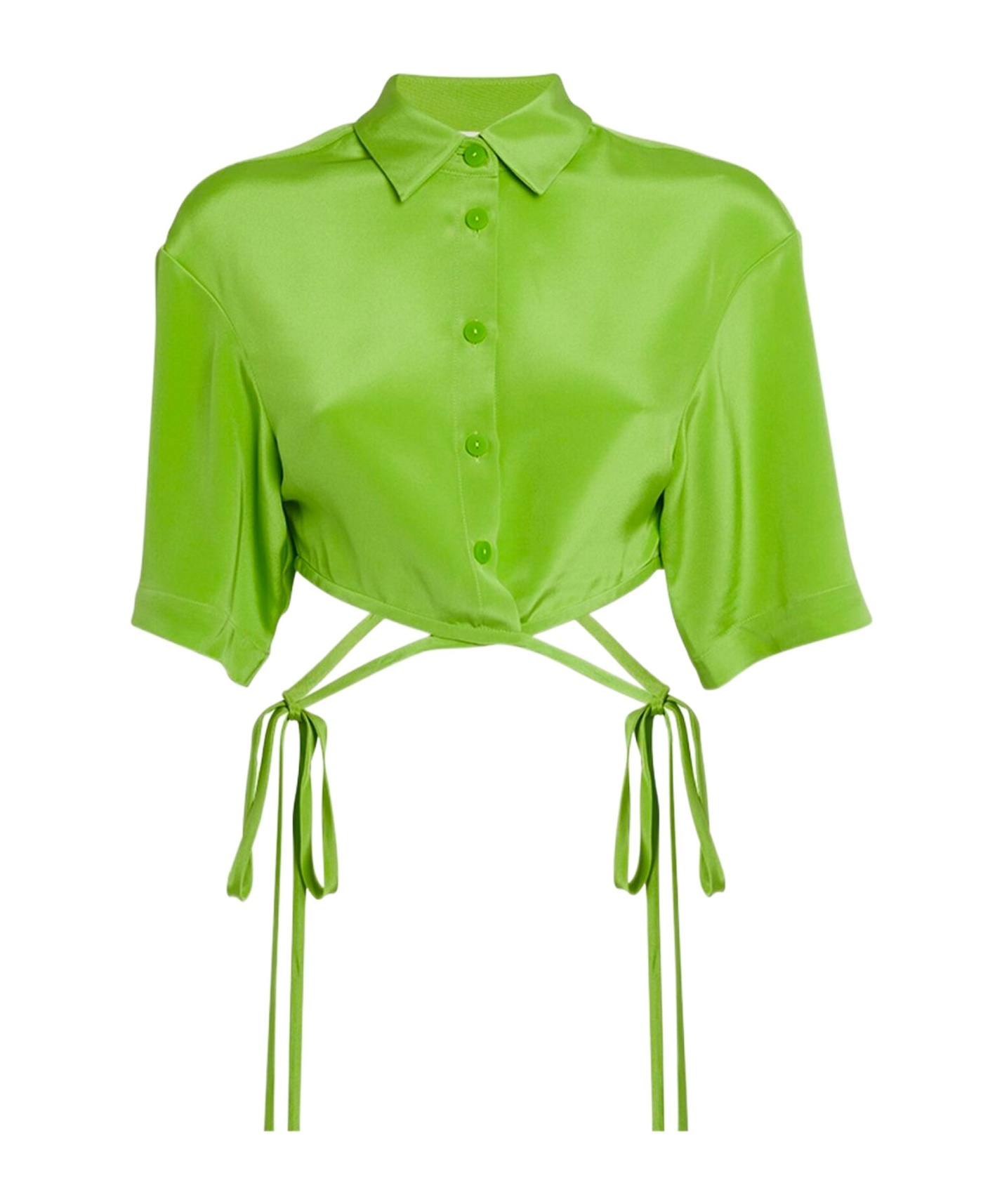Christopher Esber Cropped Tie-fastening Shirt In Green