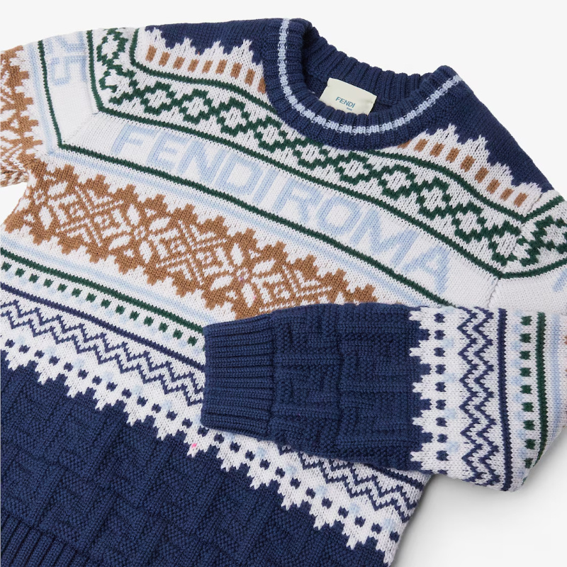 Fendi Junior Crew-neck Sweater In Blue