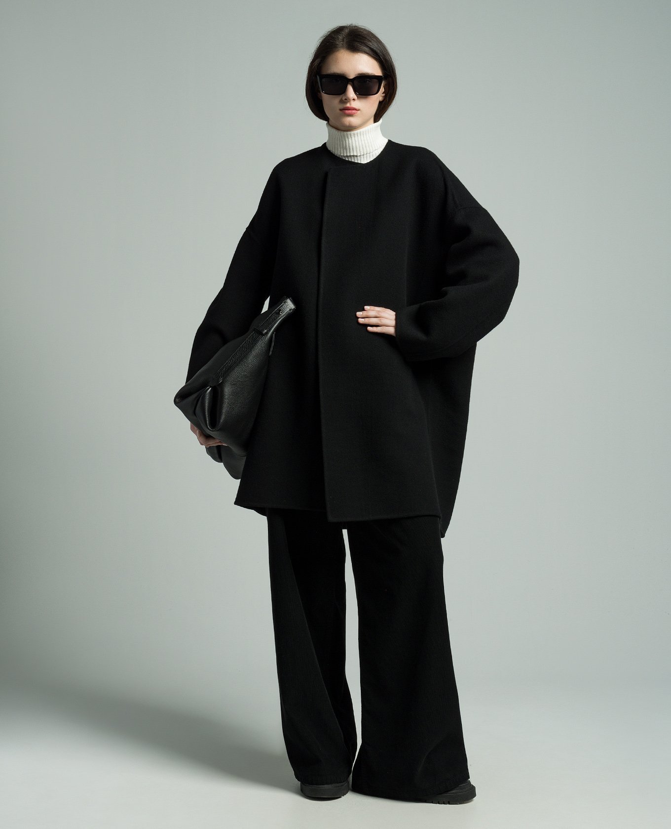 The Row Wide-sleeve Silk Coat In Black