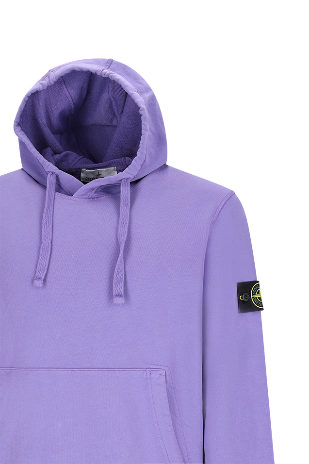 Stone Island Hoodie With Logo Badge And Kangaroo Pocket In Purple