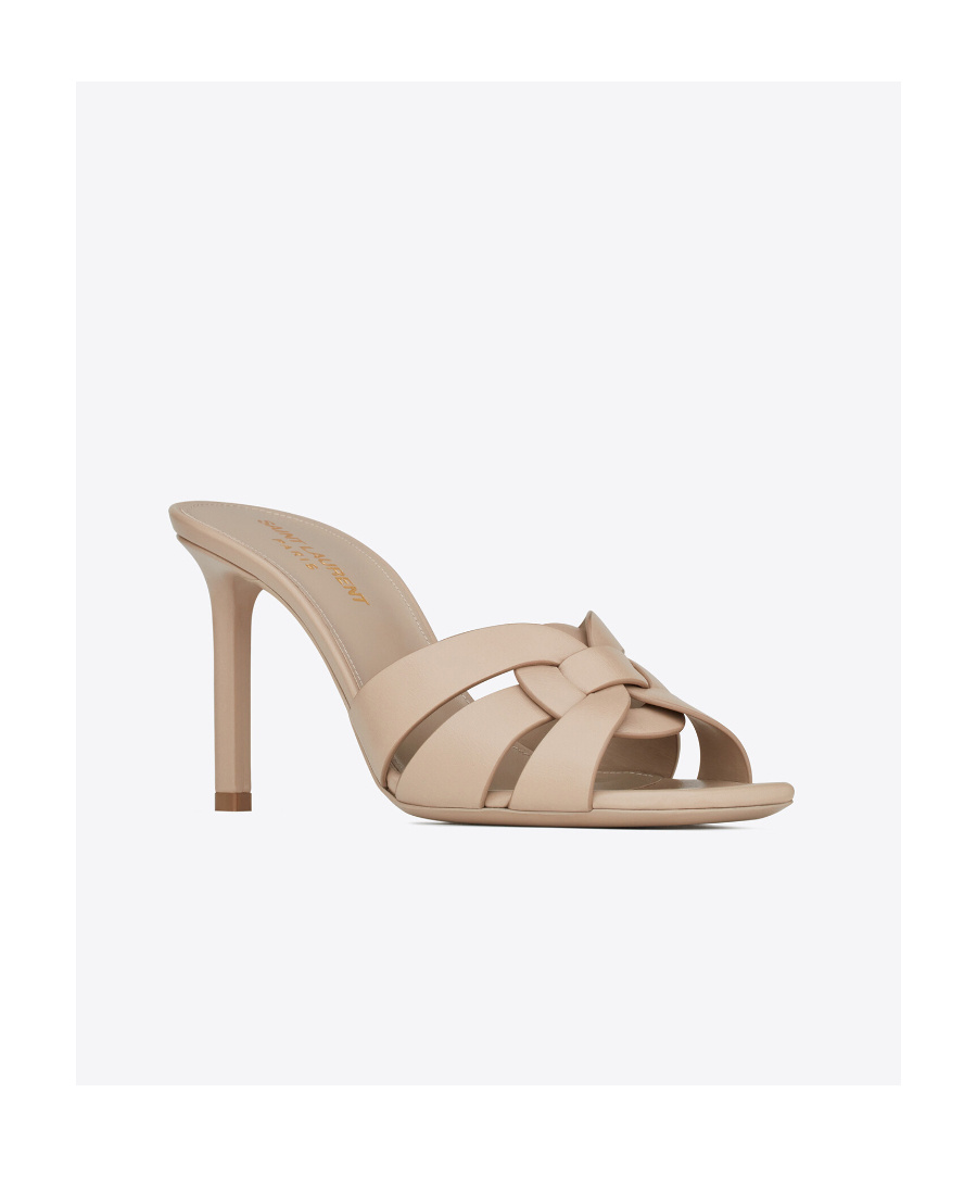 Saint Laurent Women's Dark Beige Tribute Leather Sandals For Fw23 In Nude