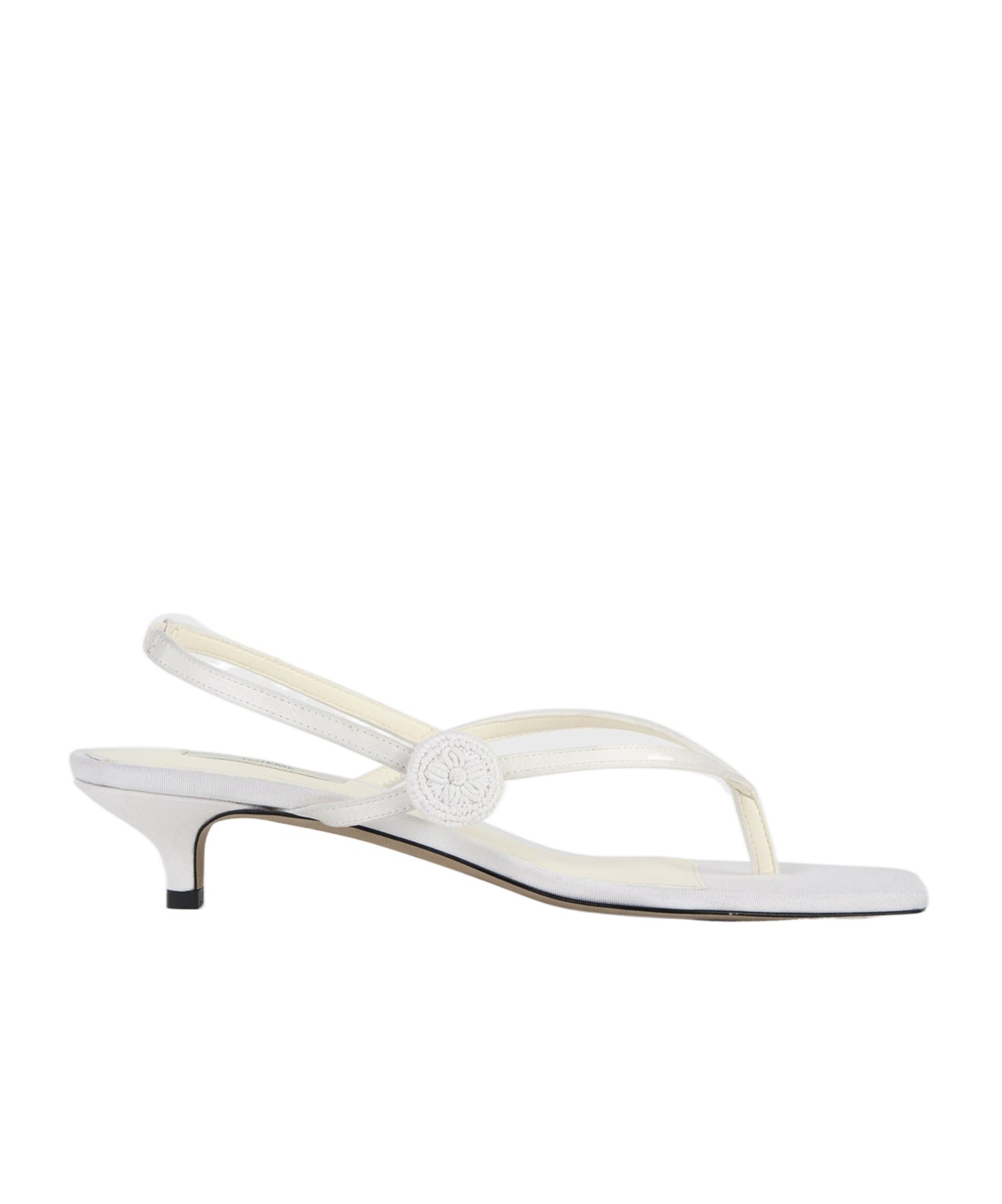 Totême Slingback Satin Flip Flops Ecru In White