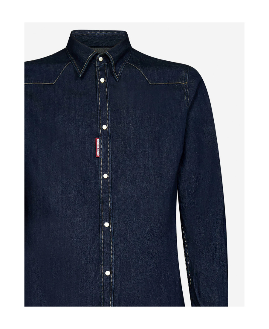Dsquared2 Dark-wash Denim Shirt In Black