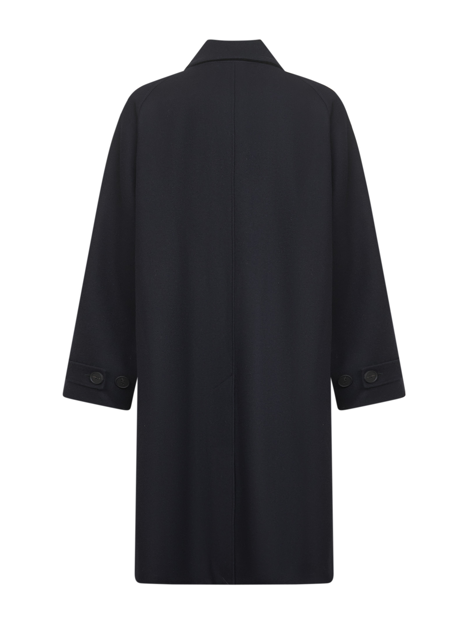 Studio Nicholson Blue Melton Wool Blend Cabo Coat In Black