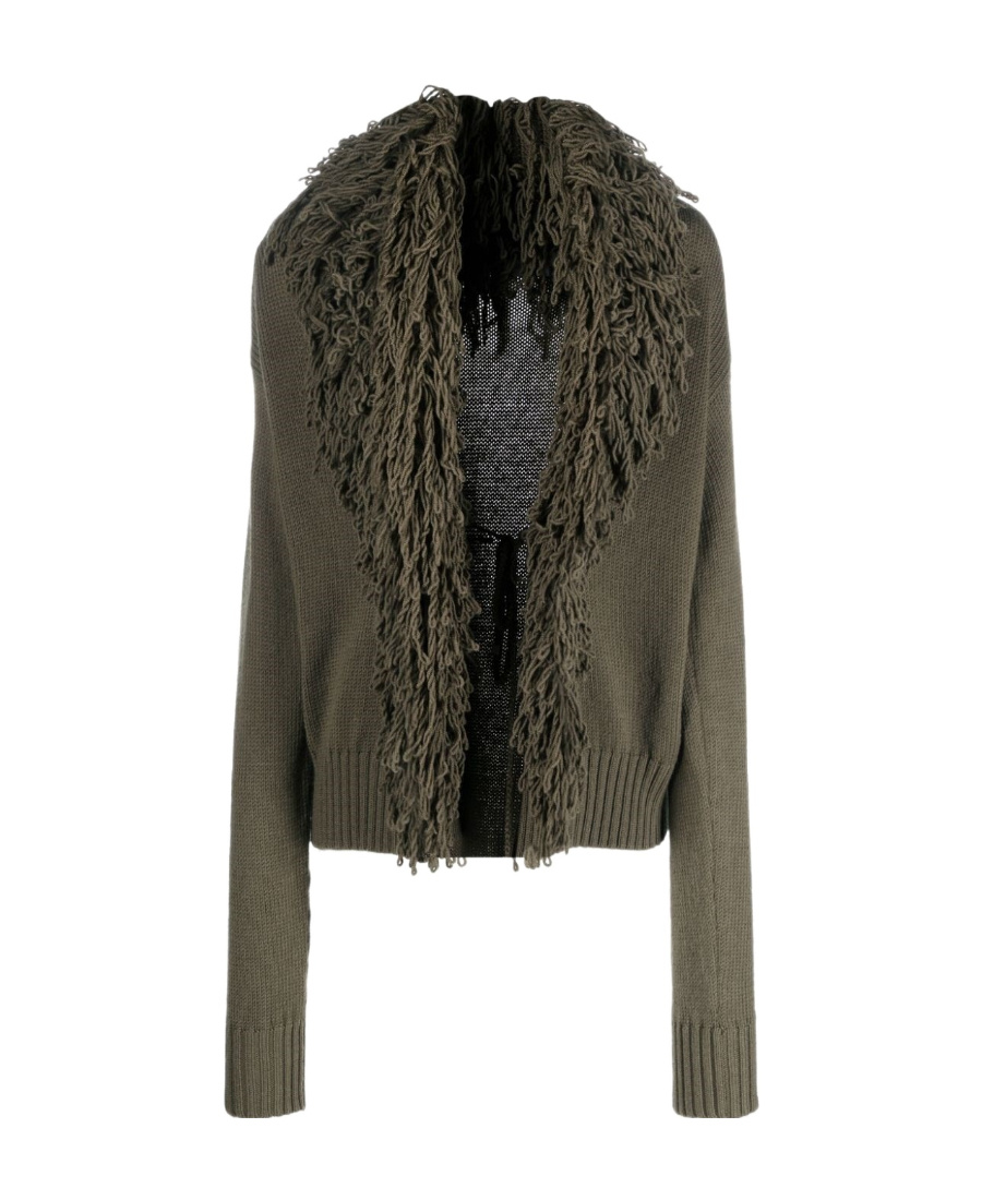 Blumarine Fringed Wool Cardigan In Black