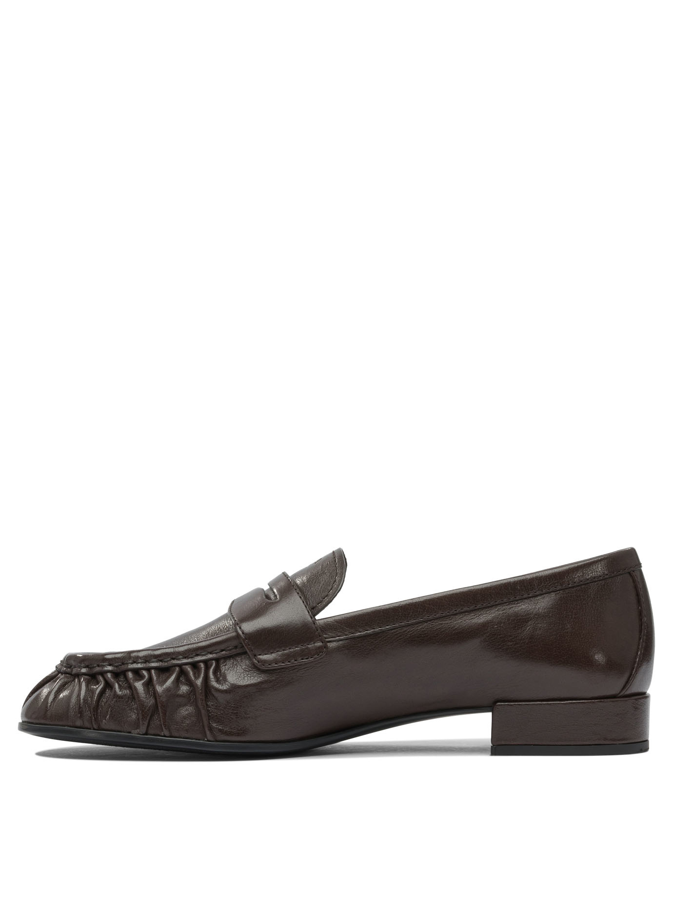 Prada Stylish Loafers Featuring Ruched Detailing In Brown