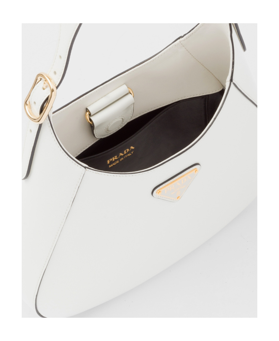 Prada City Calf Leather Hobo Bag In White