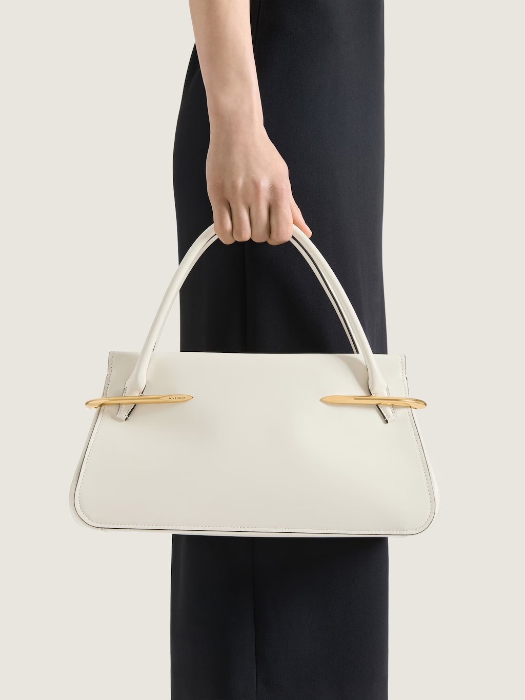 Givenchy Medium Structured Leather Handbag With Top Handle In White