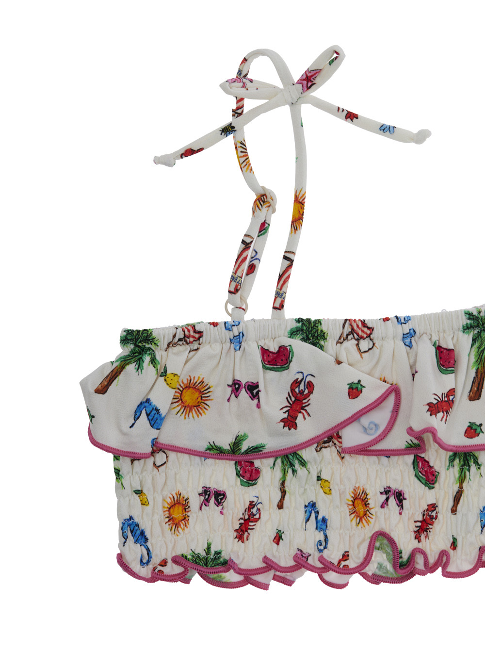 Mc2 Saint Barth Kids Melie Bikini With Ruched Print In Multi