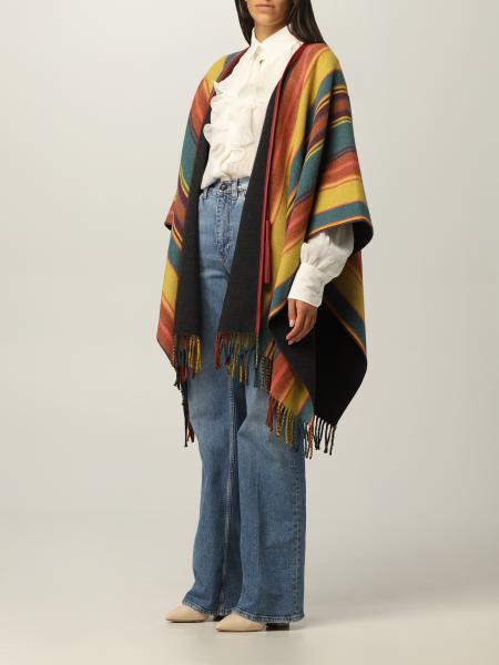 Etro Mantel Striped Wool Cloak In Multicolor