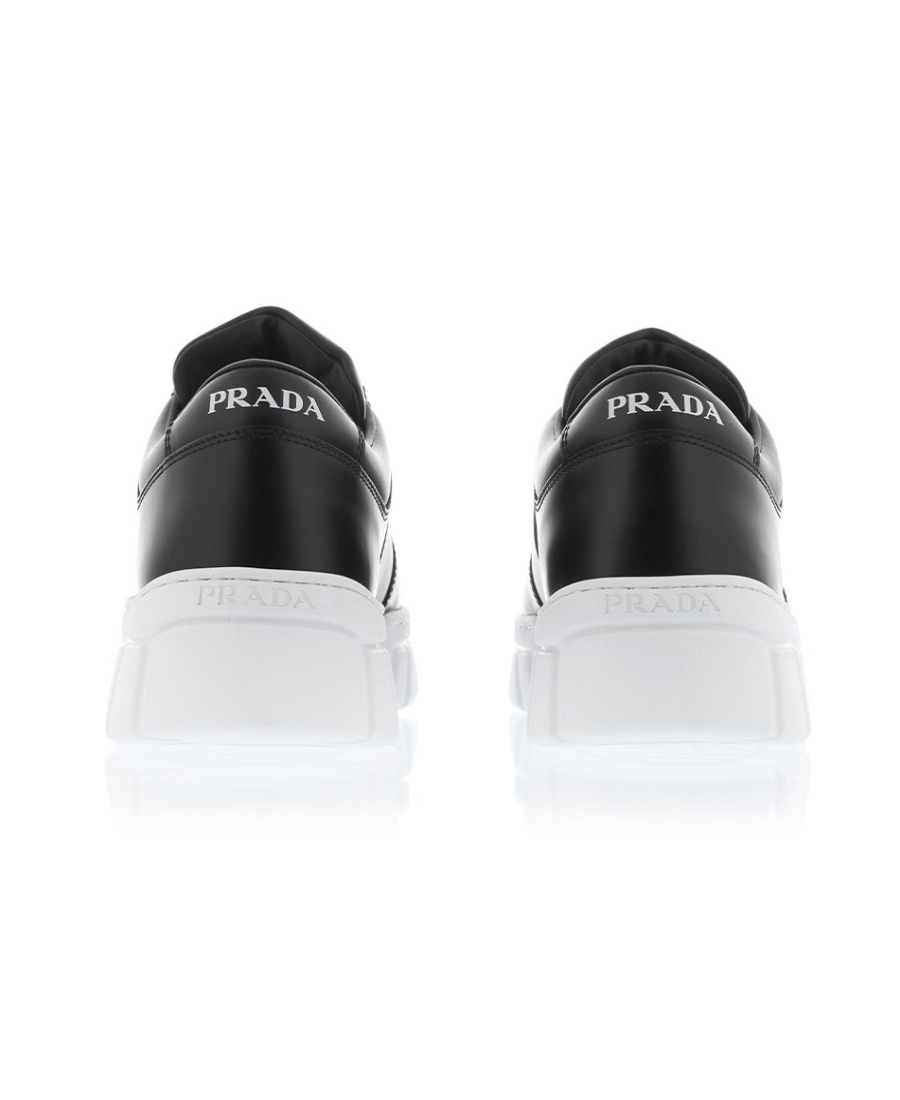 Prada Logo-plaque Lace-up Sneakers In Black