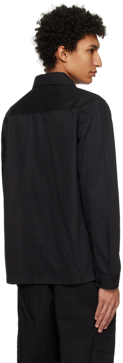 Hugo Boss Relaxed-fit Cotton Shirt With Oversized Chest Pocket In Black