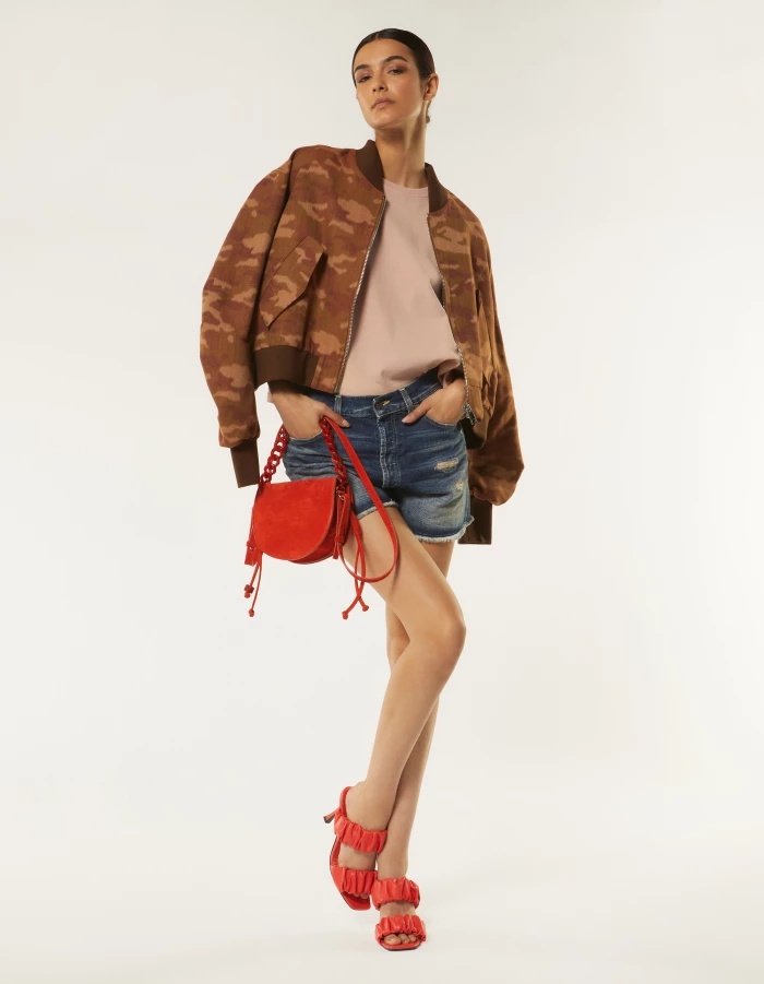 Dondup Logo Denim Shorts In Blue