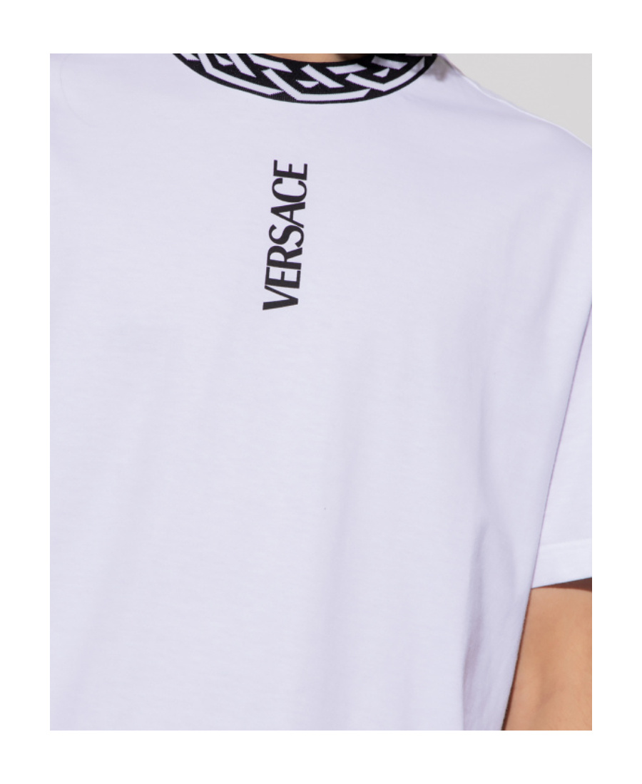 Versace La Greca Trim T-shirt In White