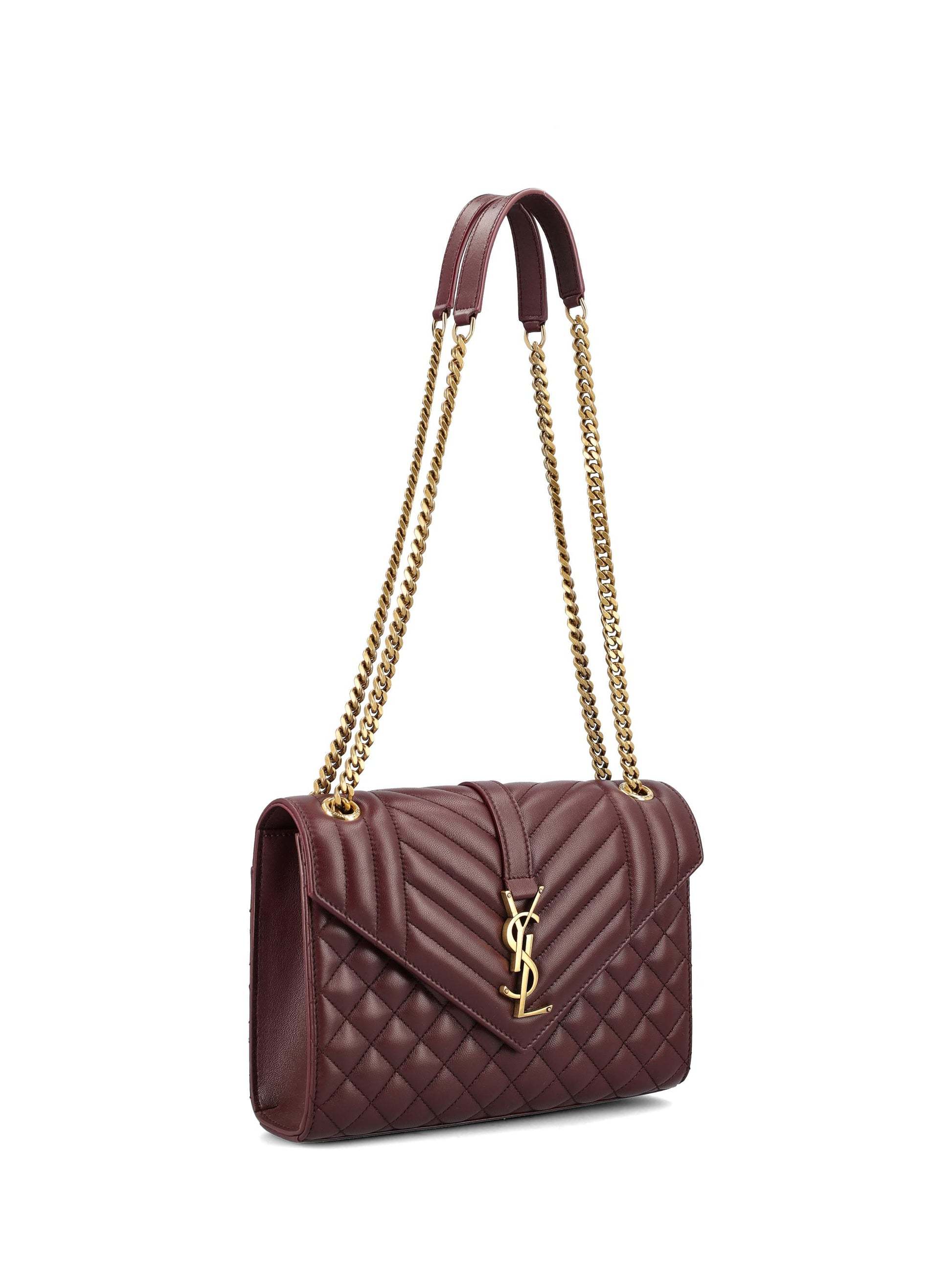 Saint Laurent Envelope Medium Shoulder Bag In Red