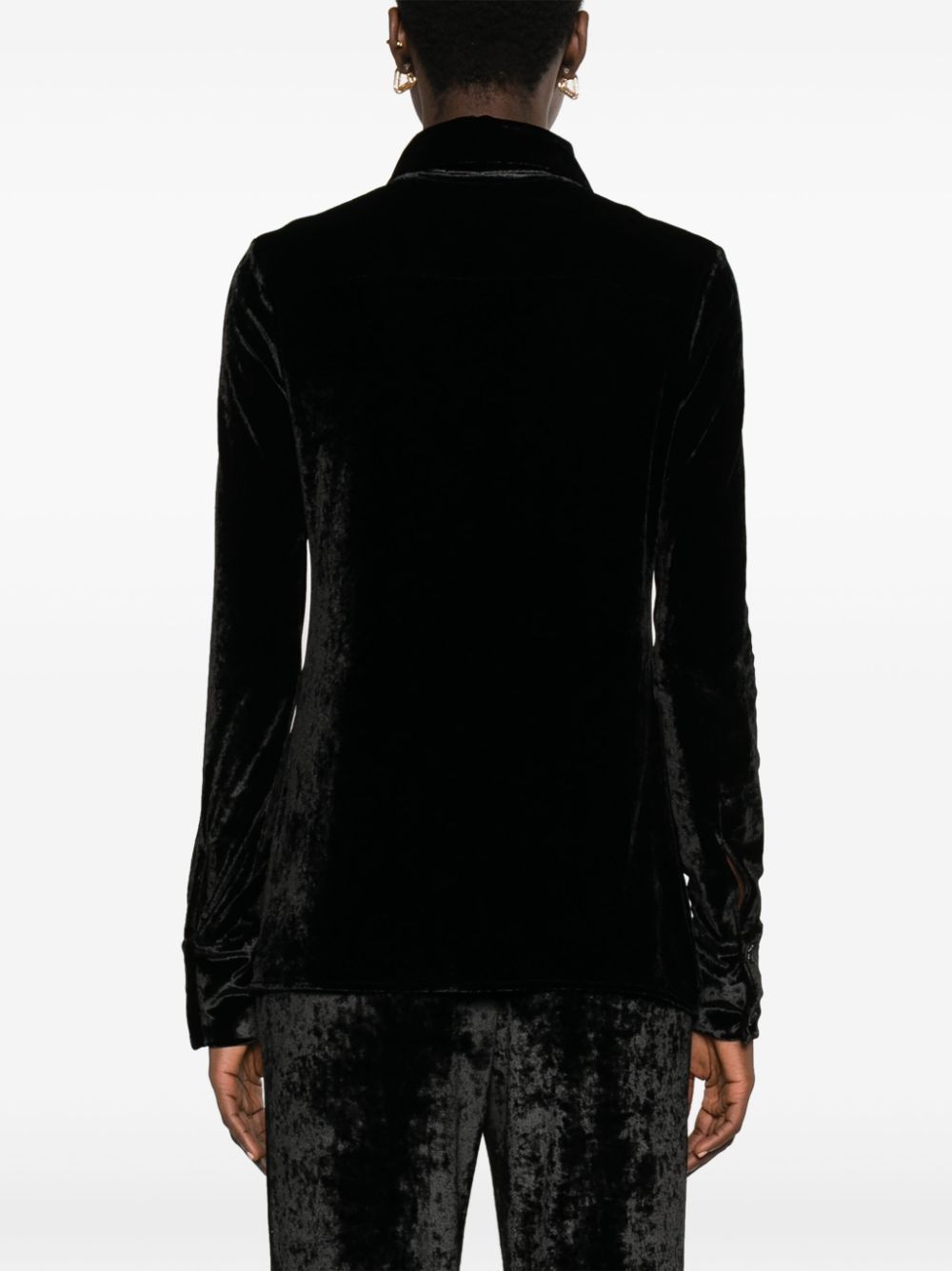 Jil Sander Capsule Velvet Jersey Shirt In Black