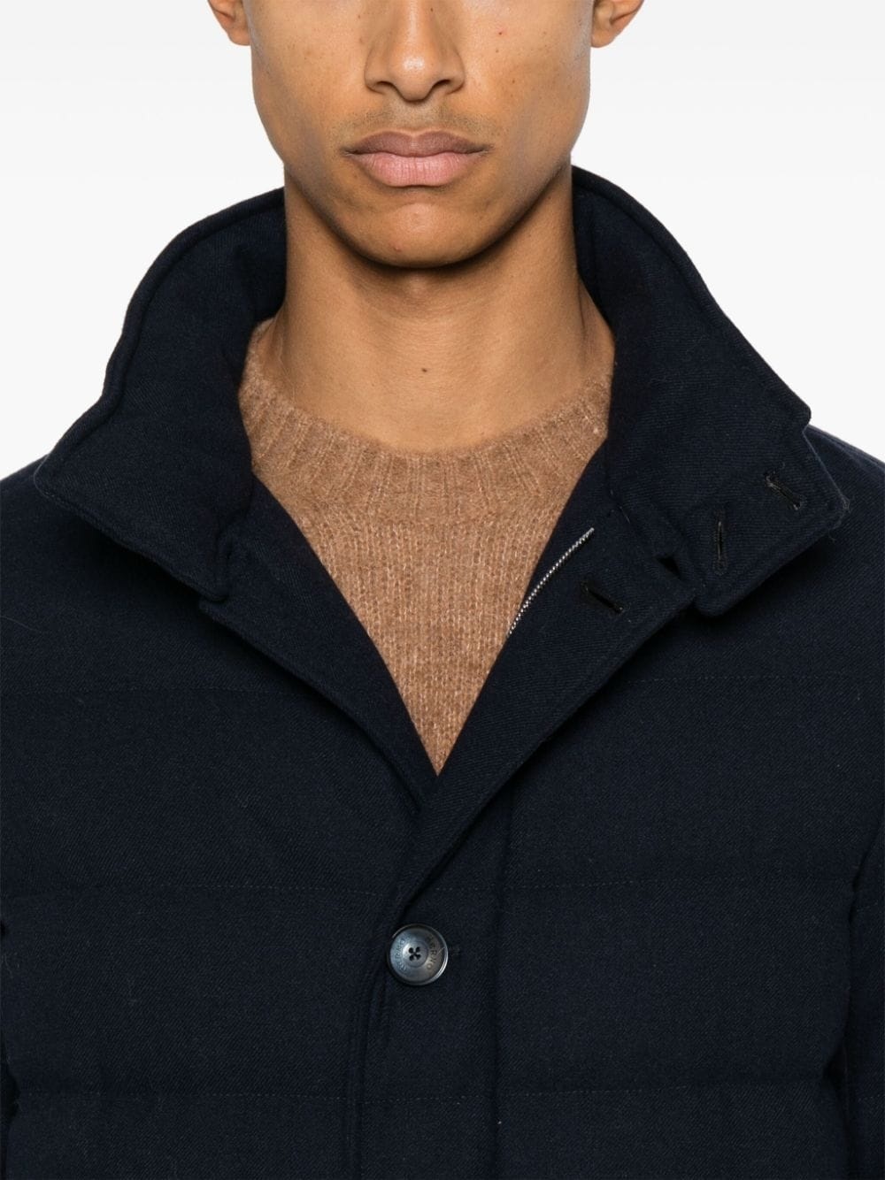 Herno Quilted Jacket With High Collar And Pockets In Black