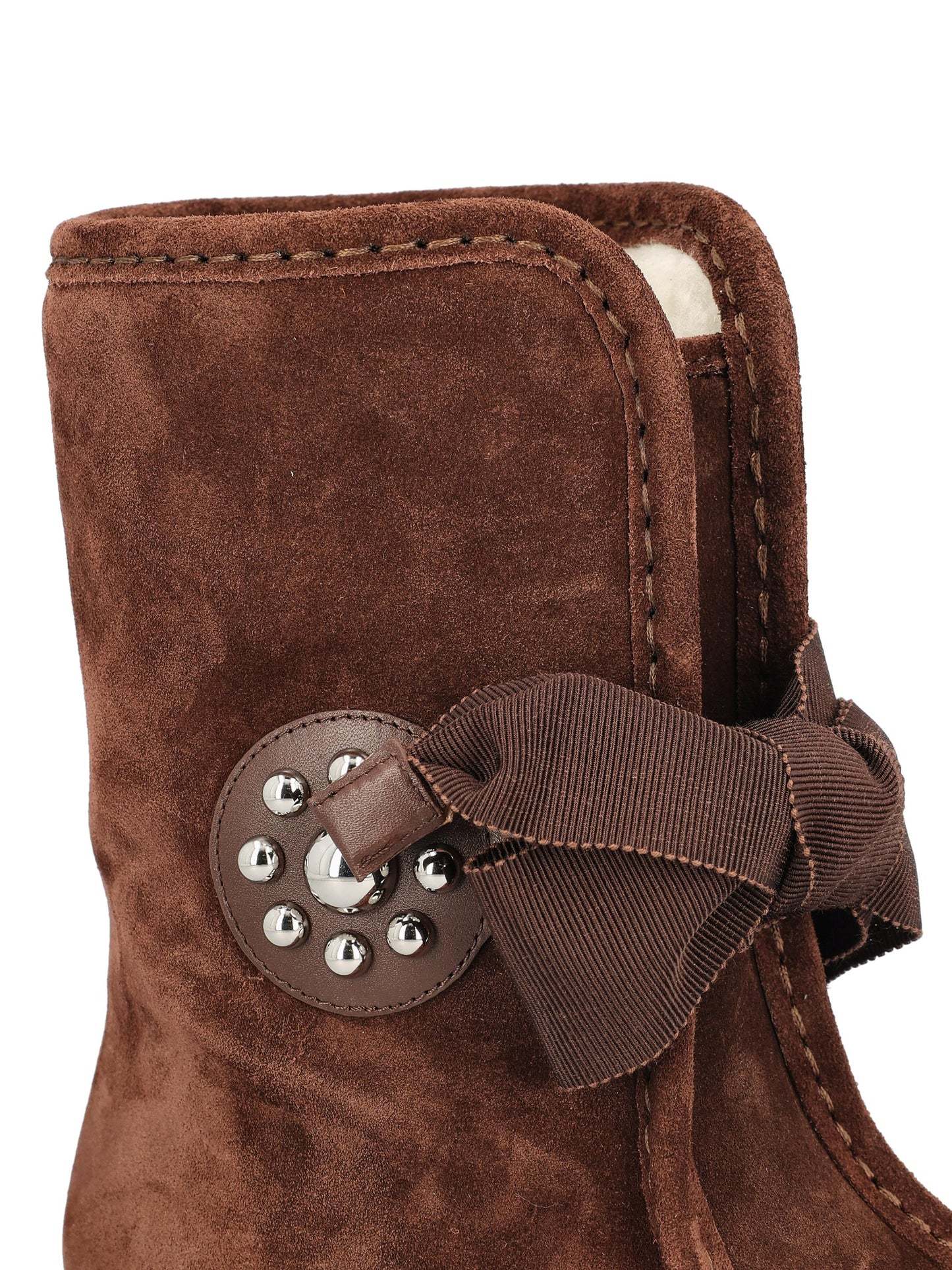 Valentino Studded Ankle Boots In Brown