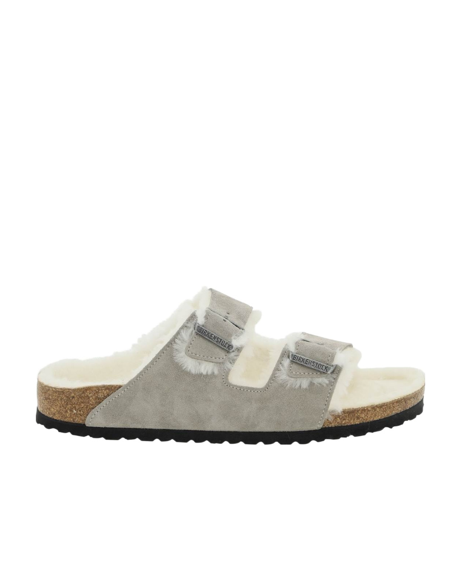 Birkenstock Arizona Two-strap Shearling Sandals In Gray
