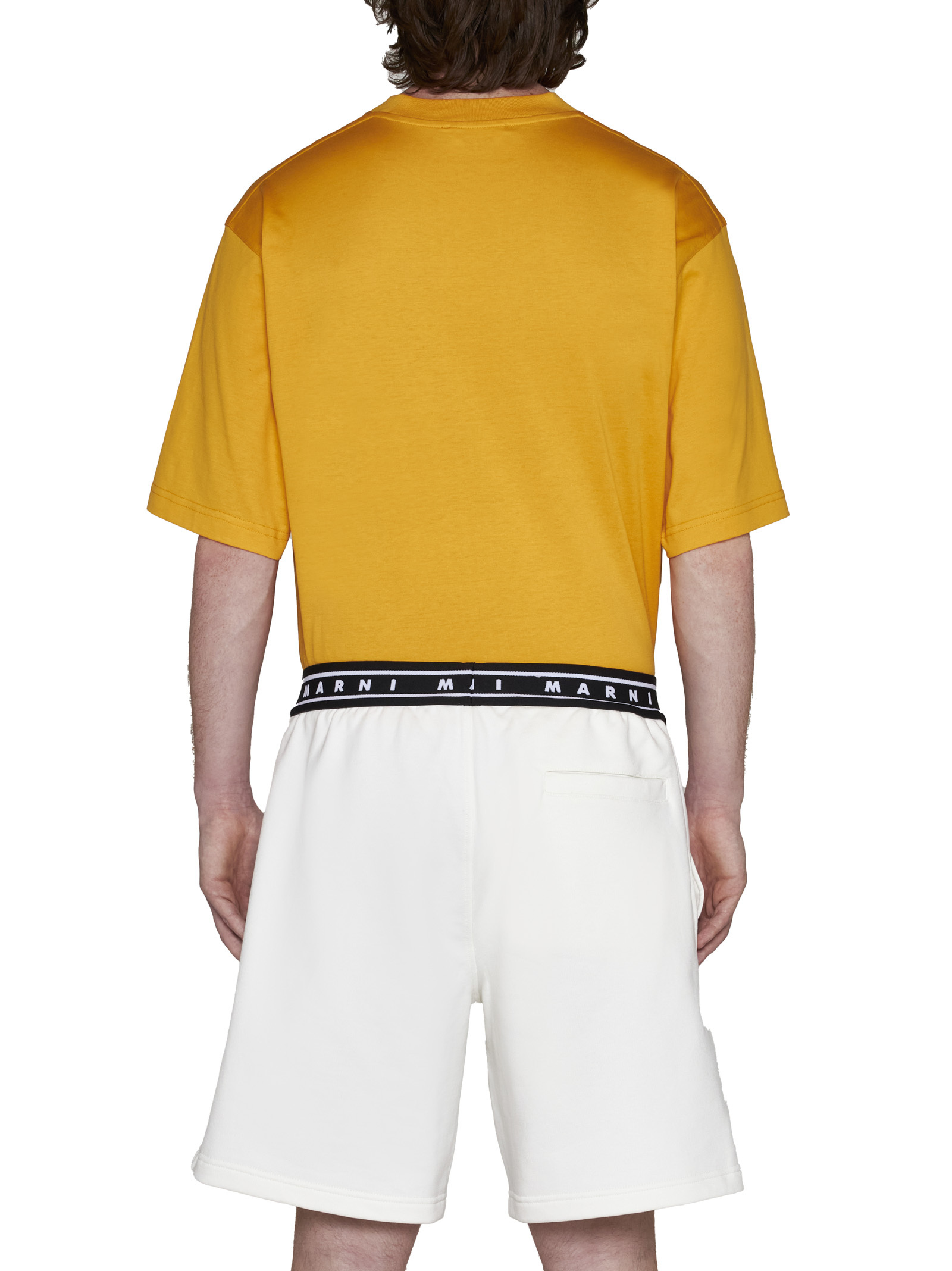 Marni Logo-tape Cotton Shorts In White