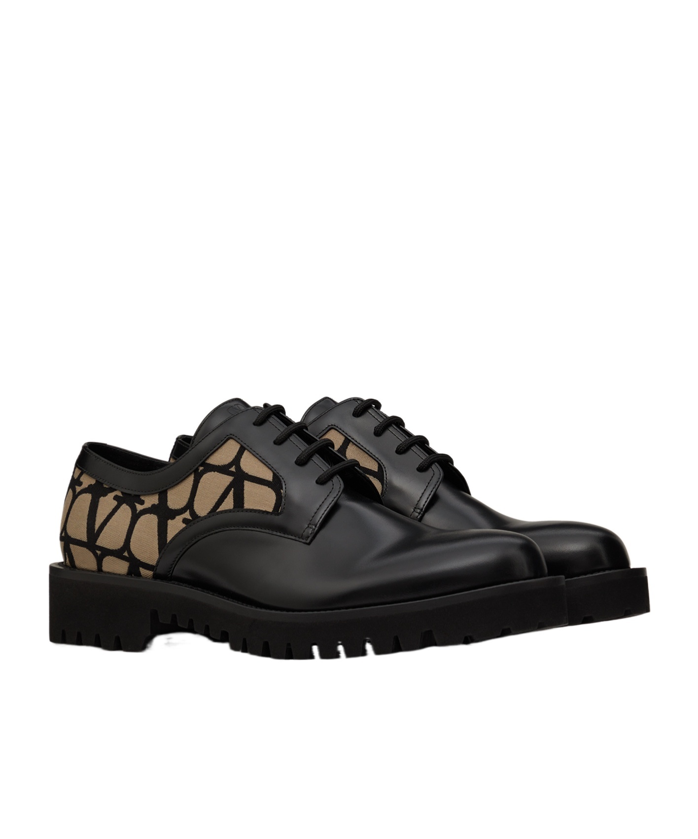 Valentino Iconographe Toile Derby Brogues In Black