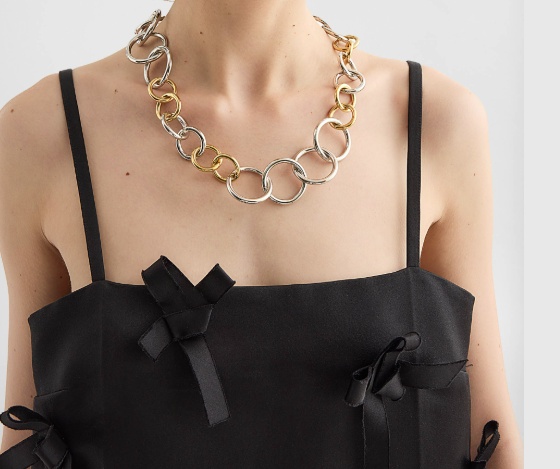 Jil Sander Two-tone Chain Necklace In Gold