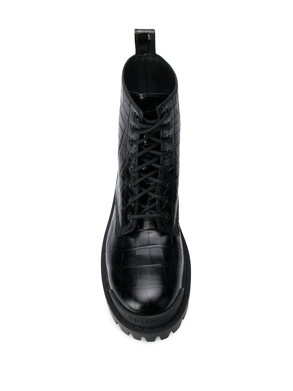 Balenciaga Strike L20 Crocodile Effect Chunky Boots In Black