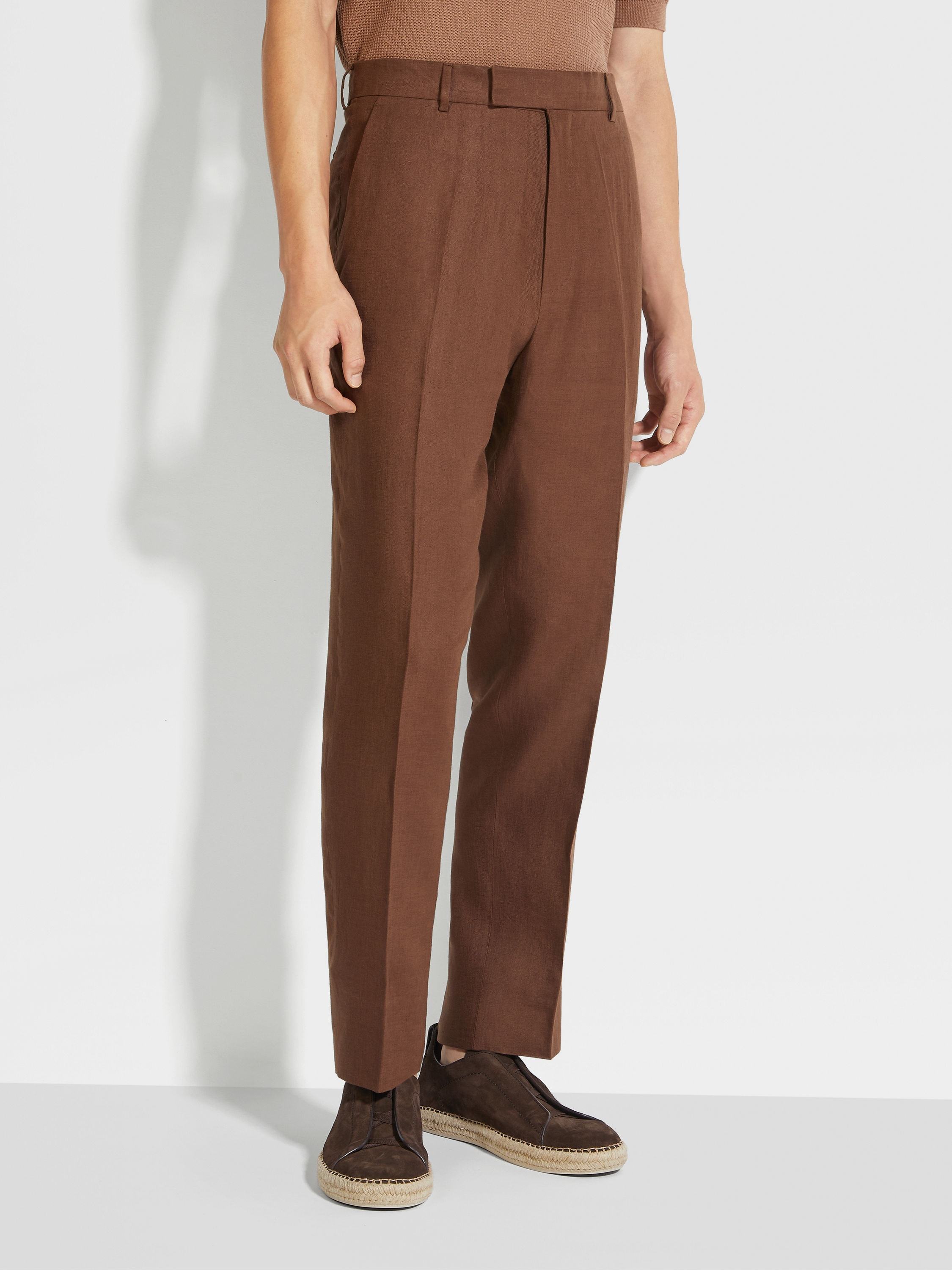 Zegna Belt-loop Casual Pants In Brown