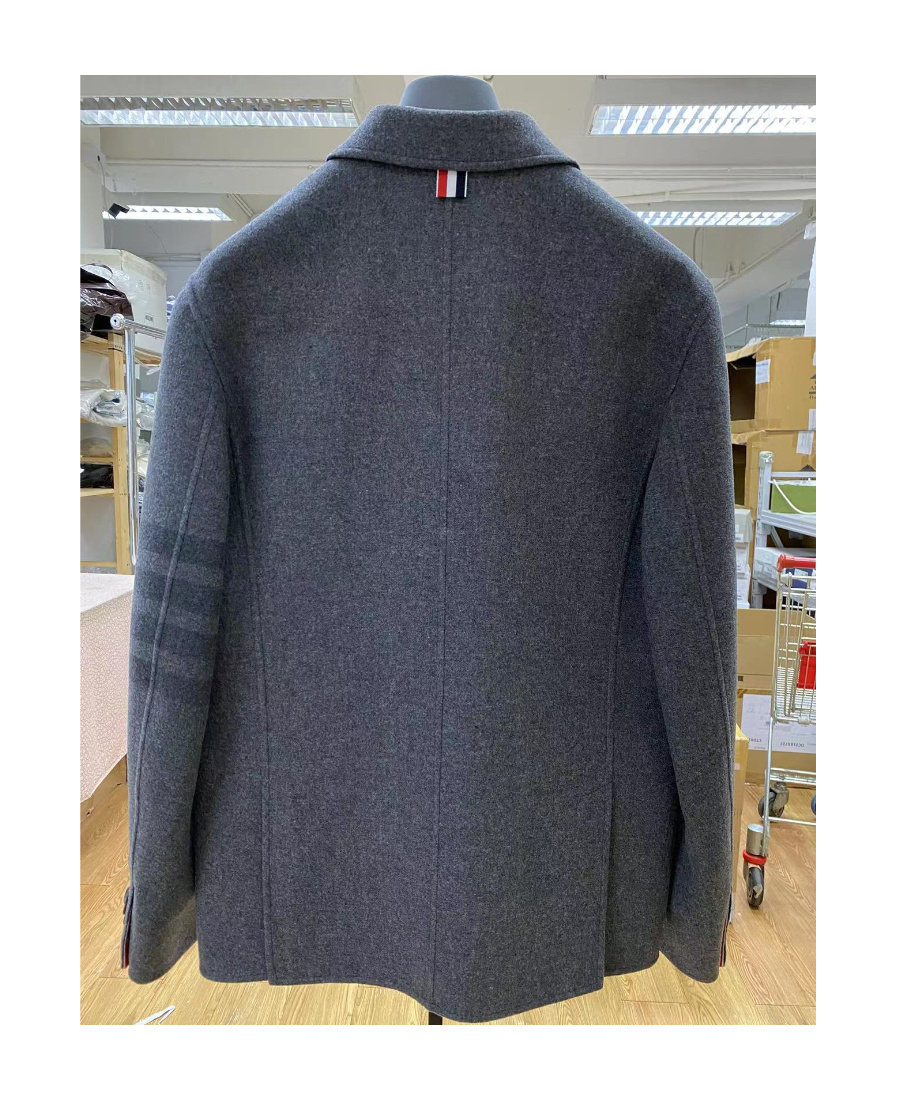 Thom Browne Wool Button-fastening Shirt-jacket In Gray