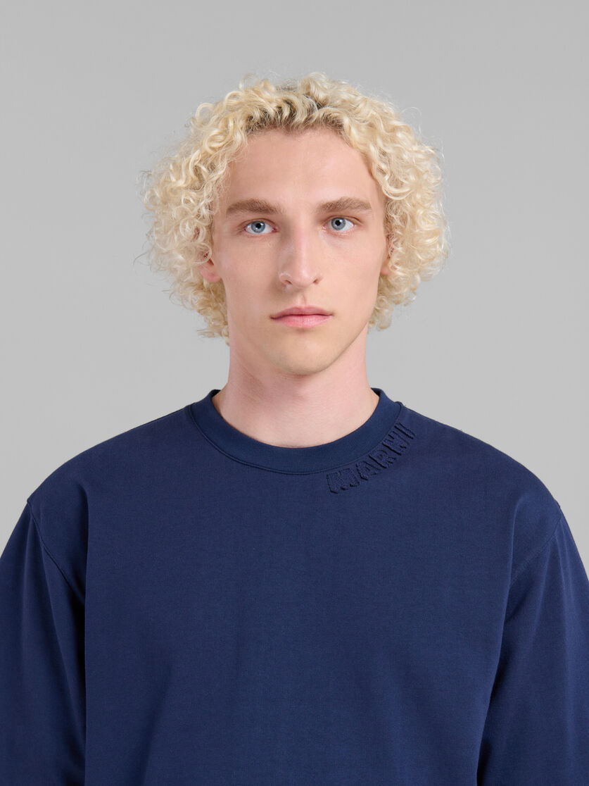 Marni Logo-patch Cotton T-shirt In Blue