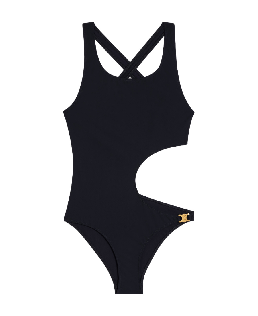 Celine Plain Knitted One-piece Swimsuit In Black