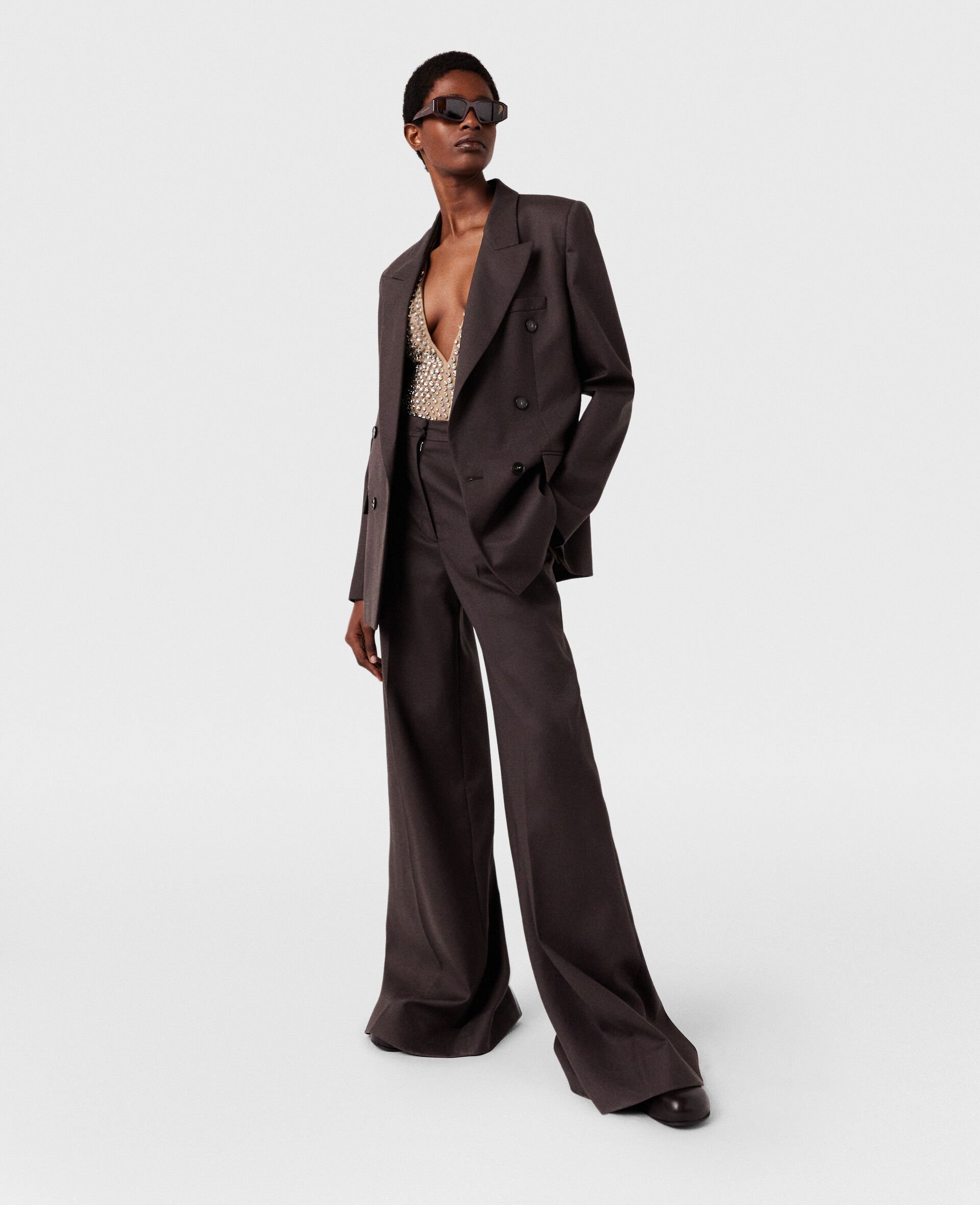Stella Mccartney High-rise Wide-leg Wool Trousers In Black