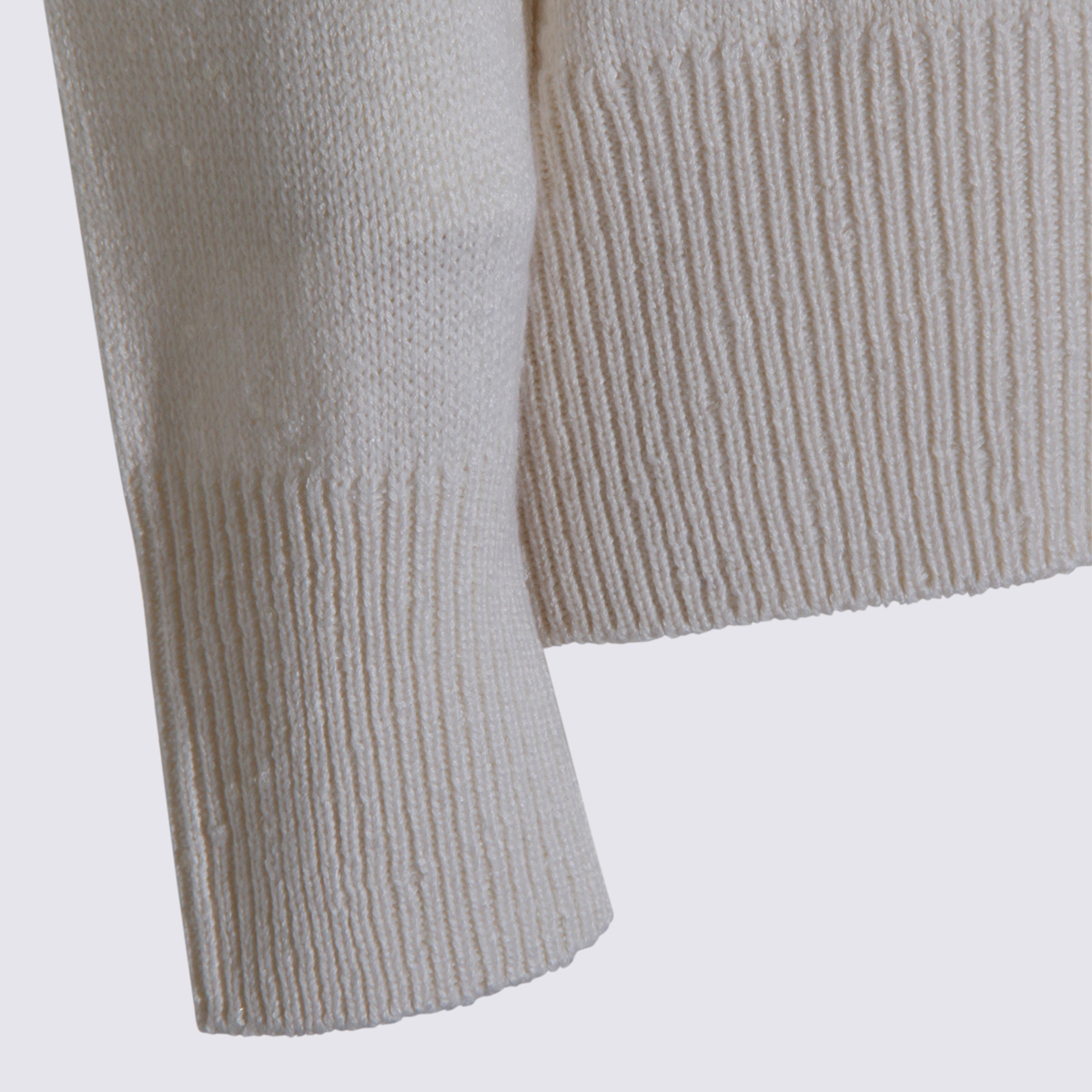 Brunello Cucinelli Long Sleeve Turtleneck Knitwear With Ribbed Cuffs And Hem In White