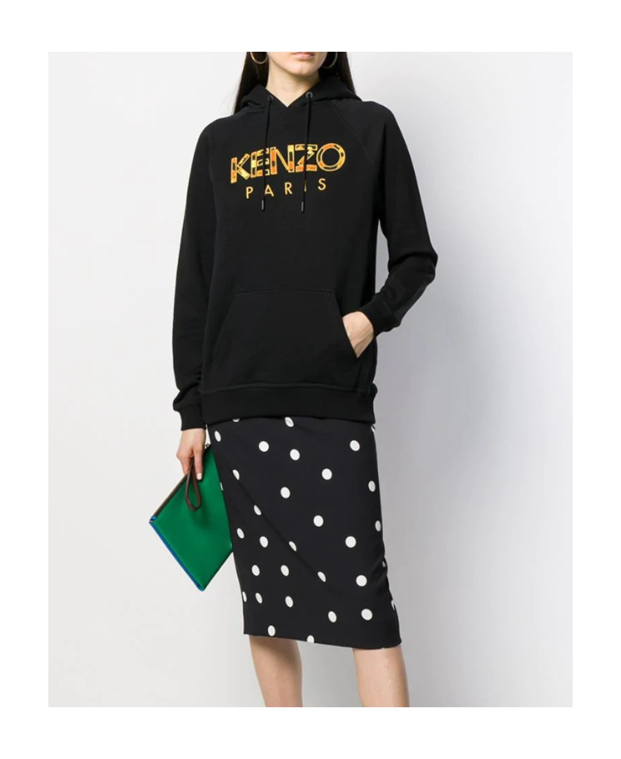 Kenzo Logo Embroidered Hooded Sweater In Black