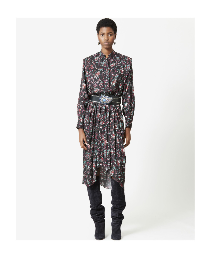 Shop Isabel Marant Étoile Okeleya Floral-print Midi Dress In Black