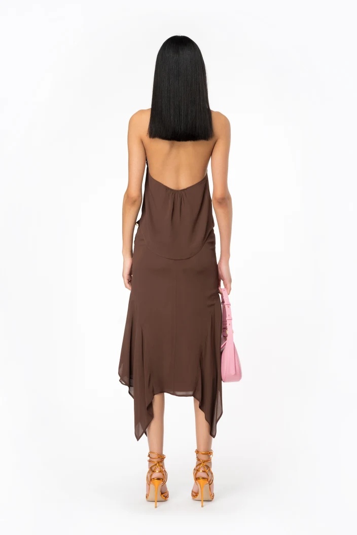 Pinko Asymmetrical Midi Skirt In Chestnut In Red