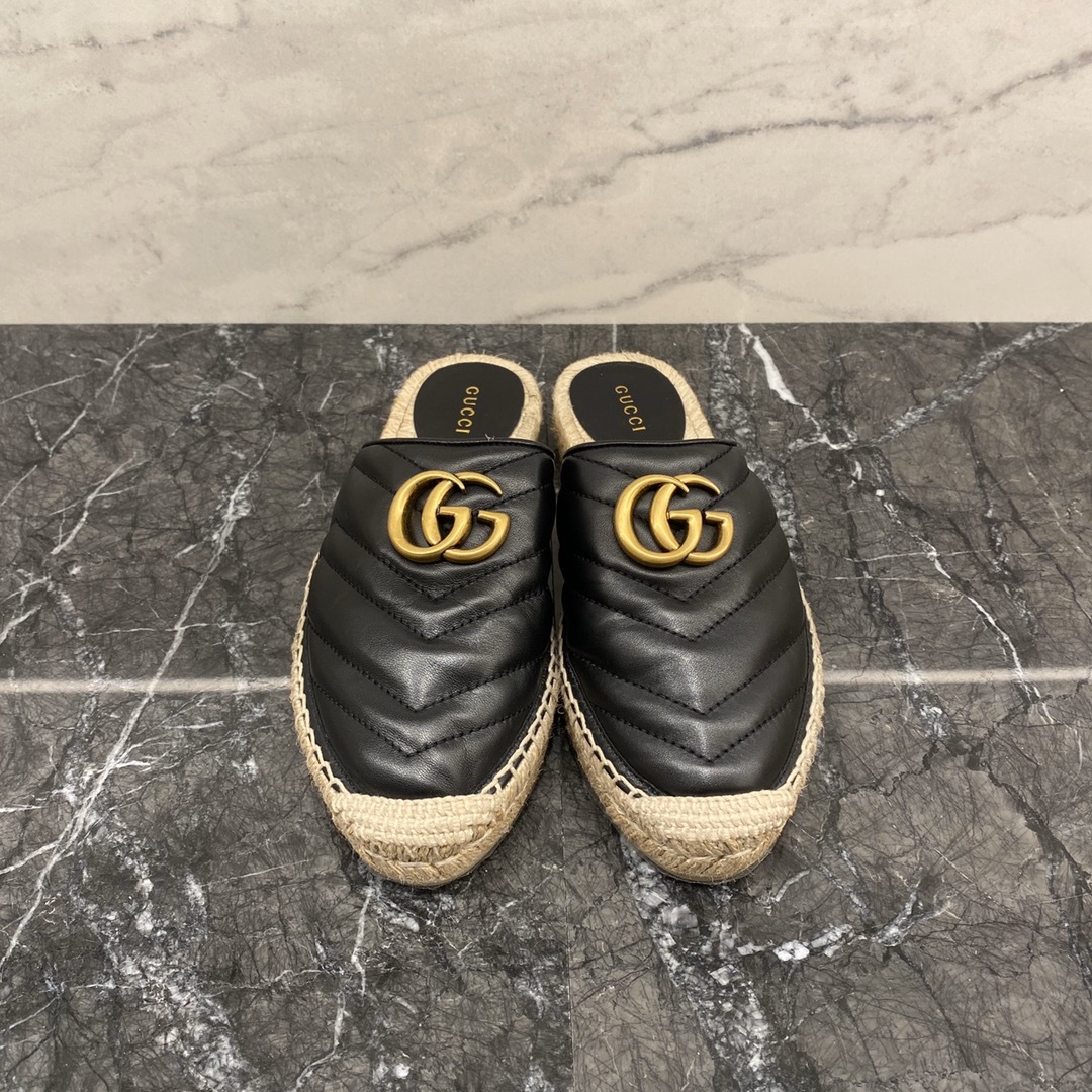 GUCCI LEATHER ESPADRILLE WITH DOUBLE G
