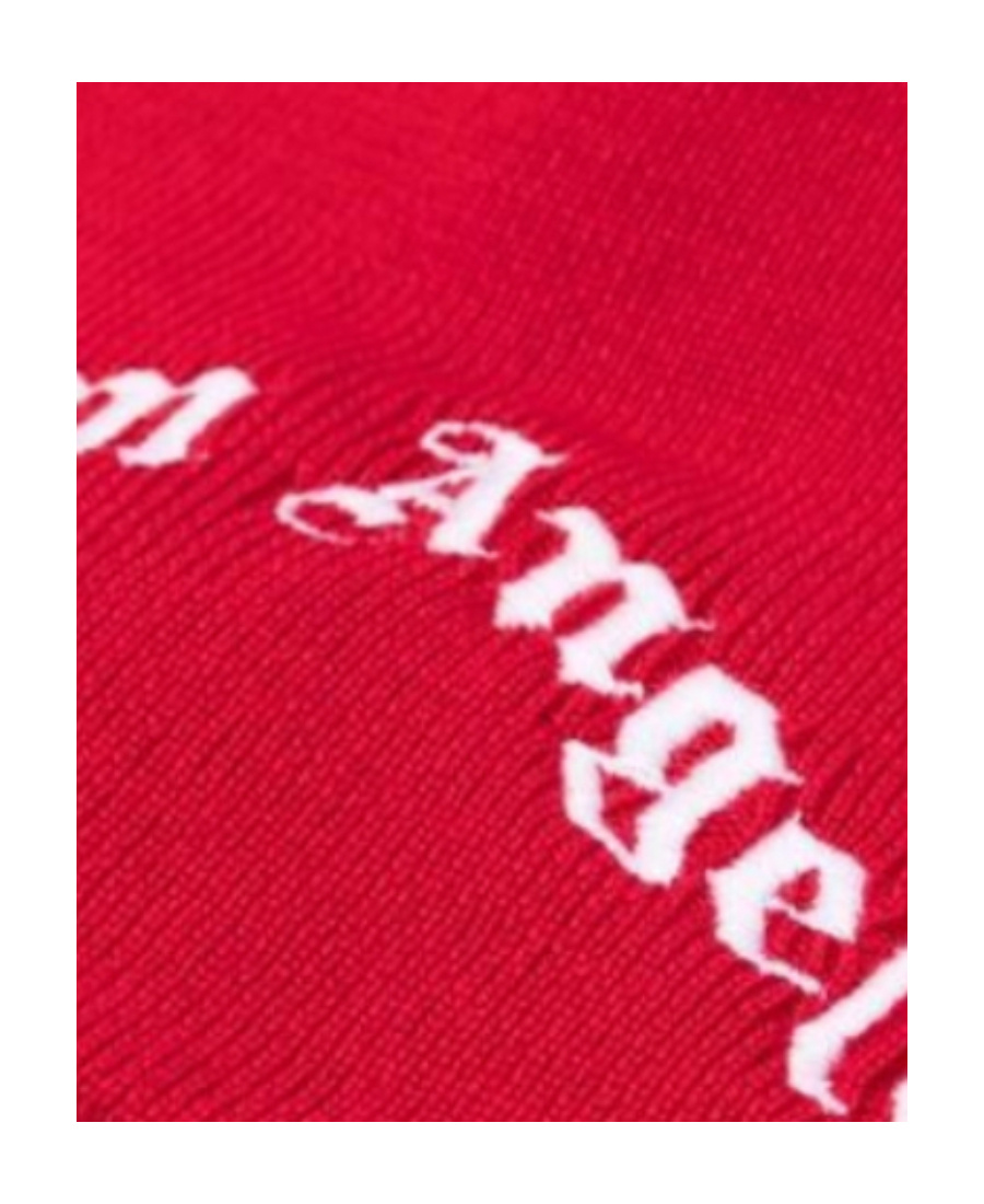 Palm Angels Intarsia-logo Beanie In Red