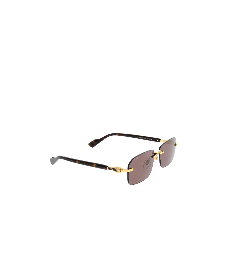 Gucci Rimless Rectangle-frame Sunglasses In Brown