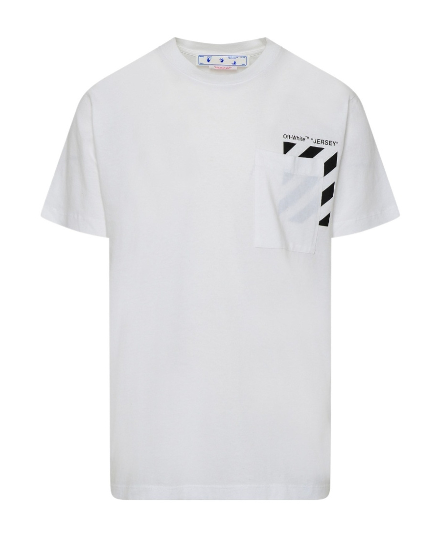 Off-white Diag-stripe Cotton T-shirt In White