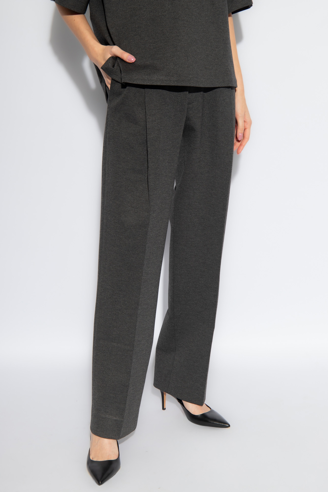 Victoria Beckham Pleated Straight-leg Trousers In Black