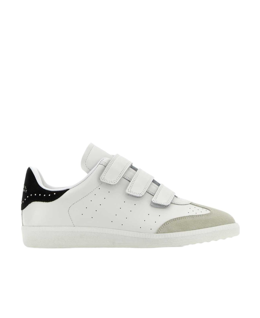 Isabel Marant Beth Crystal-detailed Perforated Suede-trimmed Leather Sneakers In White