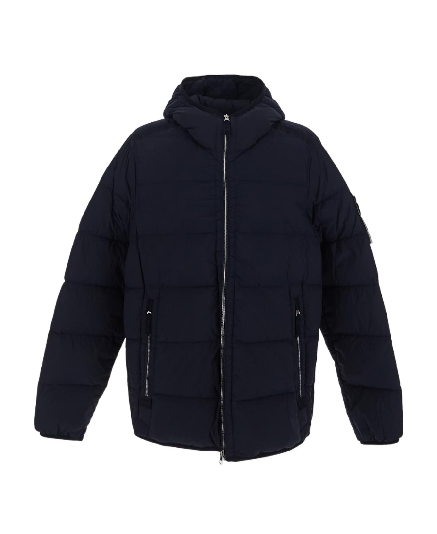 Stone Island Compass-motif Padded Jacket In Blue
